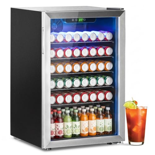 Erivess Beverage Refrigerator, 4.5 Cu/145 Can Fridge for Soda Beer or Wine with Adjustable Shelve...