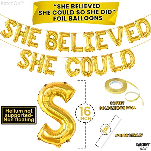Image of KatchOn Gold She Believed She Could So She Did Balloons - 16 Inch | Congrats Balloon for Congratulations Decorations | Graduation Balloon for Graduation Decorations 2026, Congrats Grad Decorations