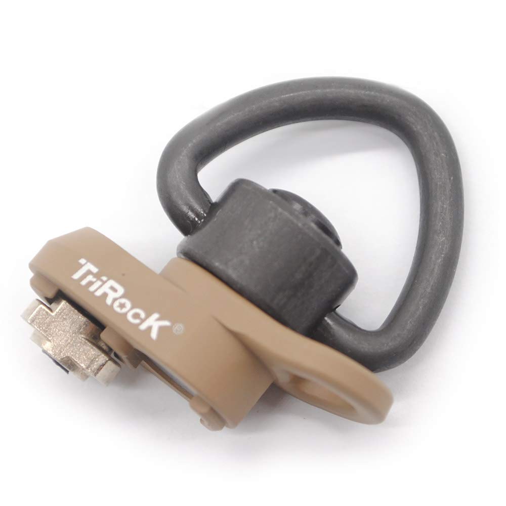 TRIROCK Sling Swivel Heart-Shape Loop with FDE color Push Button QD Base & Sling Mount with a Hole for Snap Clip Hook Spring