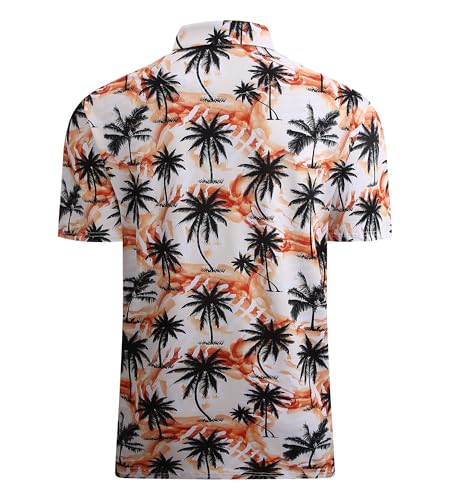 Alex Vando Mens Hawaiian Golf Shirt Moisture Wicking Digital Print Golf Shirts for Men