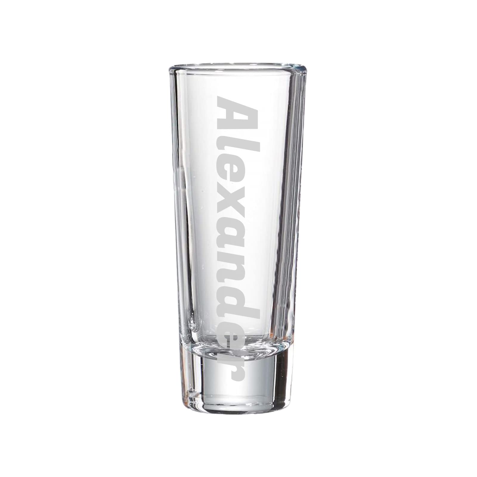 Schnapsgläser SKOL mit Gravur, Name vertikal, 6,5 cl, 60 Stück | Personalisierte Stamper, individuelle Namensgravur, Geschenk zur Hochzeit oder Geburtstag, Spülmaschinenfest