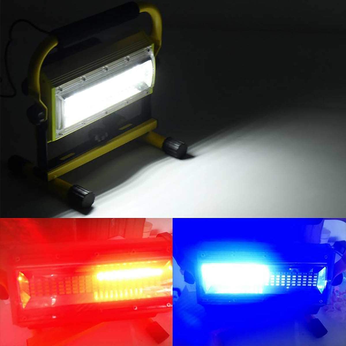 Luce di inondazione Portatile a LED da 100 W 100 LED 8000LM, Lampada da Lavoro Ricaricabile, [100 LED, equivalente a 1000 W] Lampada da Cantiere Impermeabile, Durata della Batteria Continua per 5 Ore