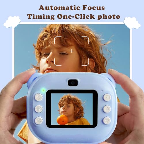 Image of Omeron 1 Year Warranty Kids Instant Print Camera 12MP HD Photo & Video, Built-in Thermal Printer, Rechargeable Battery, Fun Filters & Paper Rolls, Educational Gift Toy - Purple