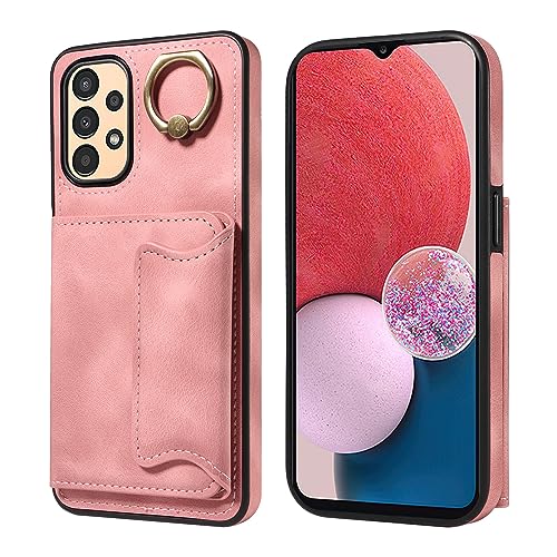Portefeuille Samsung A13 5G béquille intégrée et protection antichoc rose