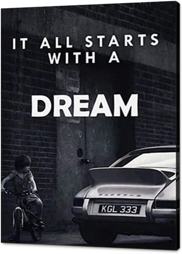 It All Starts with A Dream,Office Decor Wall Art Canvas Paintings Motivational Office Artwork Wall Decor Black and White Abstract Inspiring Office Home Decor Artwork Framed Easy to Put-18 inchx24 inch