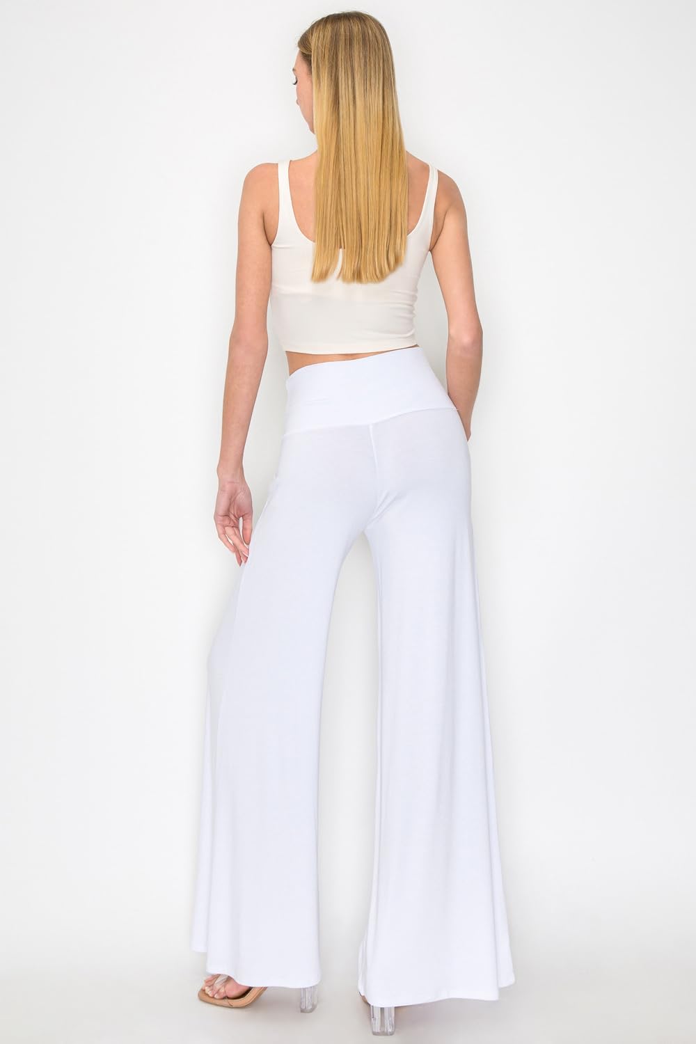 Women Stretchy Wide Leg Palazzo Lounge Pants Casual Comfy High Waist Palazzo Pants - Image 5