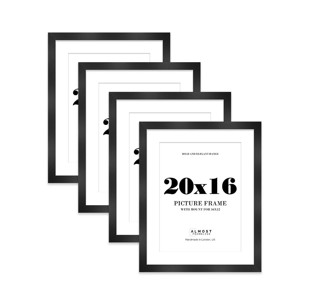 20x16 Black Frame With Mount for 16x12 Pictures 28mm Edge Portrait and Landscape Display with Wall Hooks, 4 Pack โ image 1