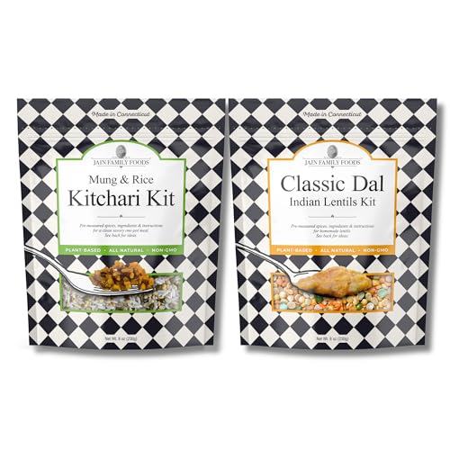 Image of Jain Family Foods | 2 Flavor Pack - Dal & Kitchari, Family Size | Ayurvedic Spices + High Fiber | Zero Preservatives, Plant-Based, Woman-Owned | NON-GMO, Made in CT