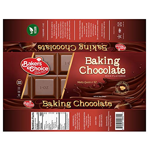 Baker\'s Choice Baking Chocolate Bar - Microwaveable Chocolate Easy Melt Bar - Almond Bark Coating, Candy Coating - Kosher, Non-Dairy, Vegan and Non GMO - 10 oz (284g)