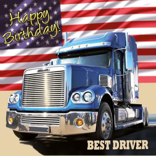 IETSCPMD15204 Carte Happy BIRTHDAY TRUCK USA Etats-Unis Camion Américain Drapeau/I&S Design - Passion & Collections Rétro Vintage - Avec Enveloppe Blanche...