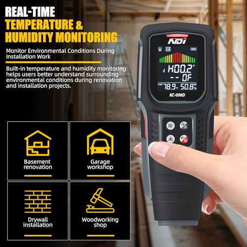 NDI 098D 5‑in‑1 Stud Finder Wall Scanner with Laser Liner – Precise Stud, Metal, Pipe & Live Wire Detection + Moisture Scan & Laser Guide by NDI - Image 6