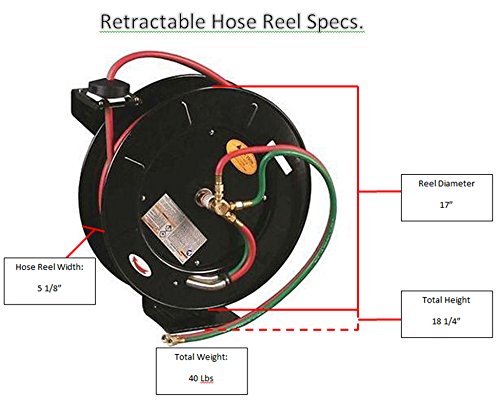 Weldcote HRR14T50 Twin Welding Hose Reel with 50' of 1/4
