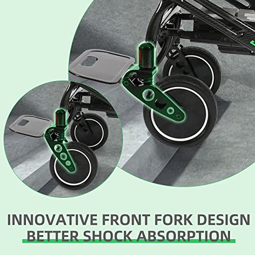 Jbh Lightweight Carbon Fiber 39Lbs Folding Electric Power Wheelchair, Compact Dual Battery&2 Strong Motors, Aviation/Train/Cruise Ship Travel Motorized Wheelchair, Portable Foldable Carry Wheelchairs #TOP4