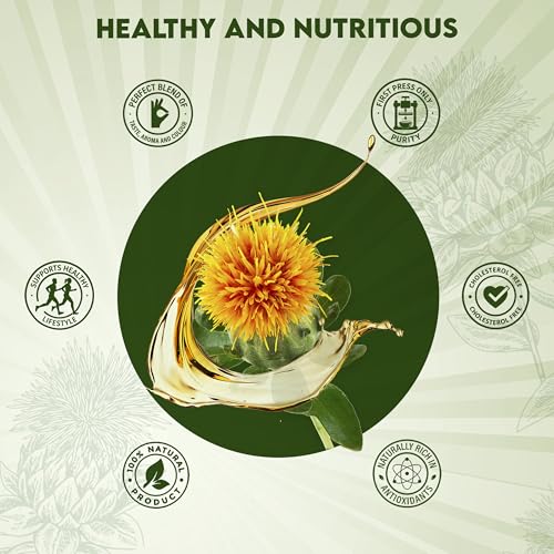 Image of Sugan Earth safflower oil cold pressed 4.5 litre for cooking, 100% Pure, Natural | Wood Pressed Kardai Tel Kusum Oil | Rich in Omega-6 | Single Filtered | Heart-Healthy & Nutrient Rich | Chemical-Free & Unrefined | Suitable for Cooking & Skincare