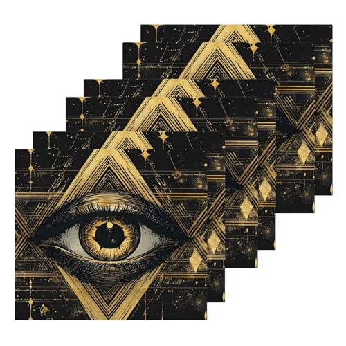 YANENDIE Astrological Eye Washcloths Towels, Highly Absorbent and Soft Cotton Face Cloths, 6 Pack Quick Dry Wash Cloths - 12 X 12 Inches
