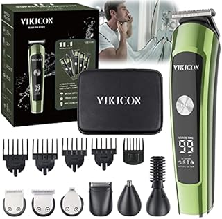 VIKICON Electric Beard Trimmer, Upgraded Hair Clippers Hair Trimmer for Men, Waterproof Grooming Kit, Electric Body Groomer, Precision Razor with Beard Bib & Storage Box, USB Rechargeable Nose Trimmer