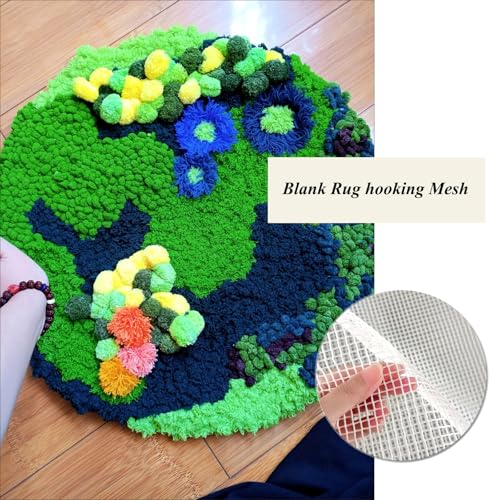 Image of Yushen 39.4 x 59 Inch Blank Rug Hooking Mesh Canvas Kit with Wooden Bent Latch Hook Tool for Latch Hook Rug Tapestry Canvas DIY