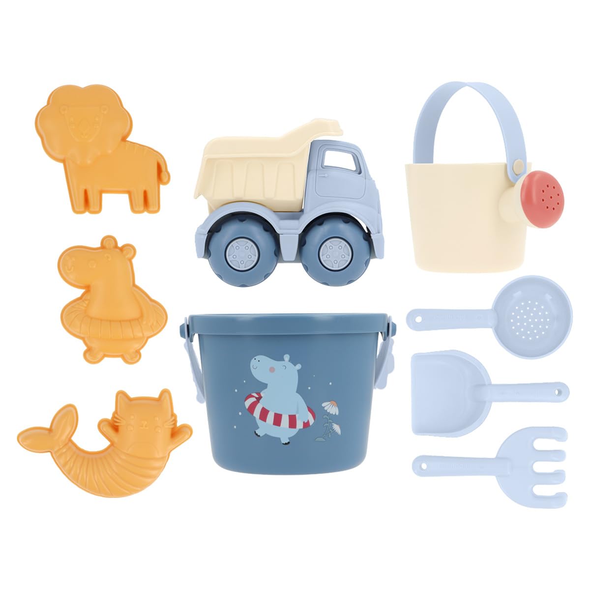 Strandspielzeug Set | Nachhaltiges Sandspielzeug | Enthält Verschiedene Teile | Leicht und tragbar für Strand oder Garten | Umweltfreundlich und sicher | Hippos
