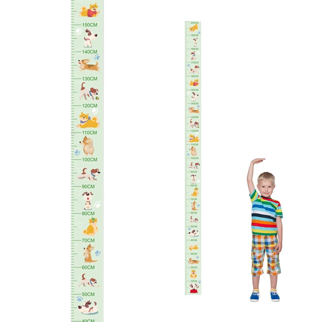 Metro Crescita Bambini Adesivo Misuratore Altezza con Motivi Animali Parete Decorazione Rimovibile Cameretta 20x200 cm