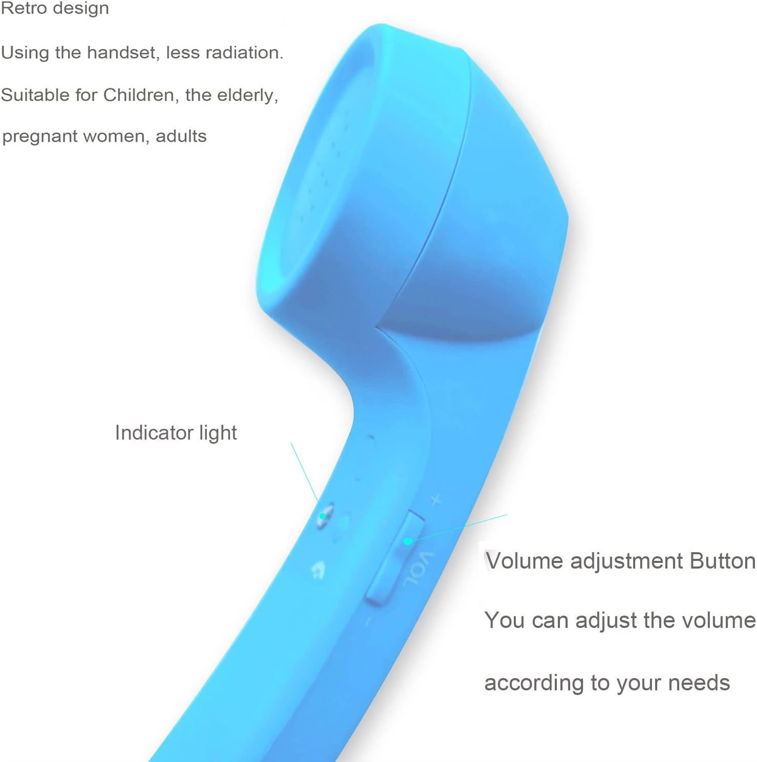 Wireless Bluetooth Mic Headphones Comfort Retro Phone Handset Mic Speaker Phone Call Receiver Compatible with iPhone iOS Android iOS Cell Phone Telephone