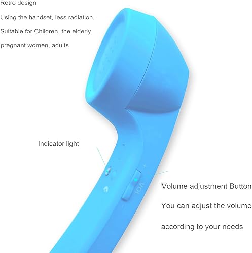 Teléfono retro inalámbrico y cable a prueba de radiación, audífonos para teléfono celular para realizar llamadas cómodas (color celeste)