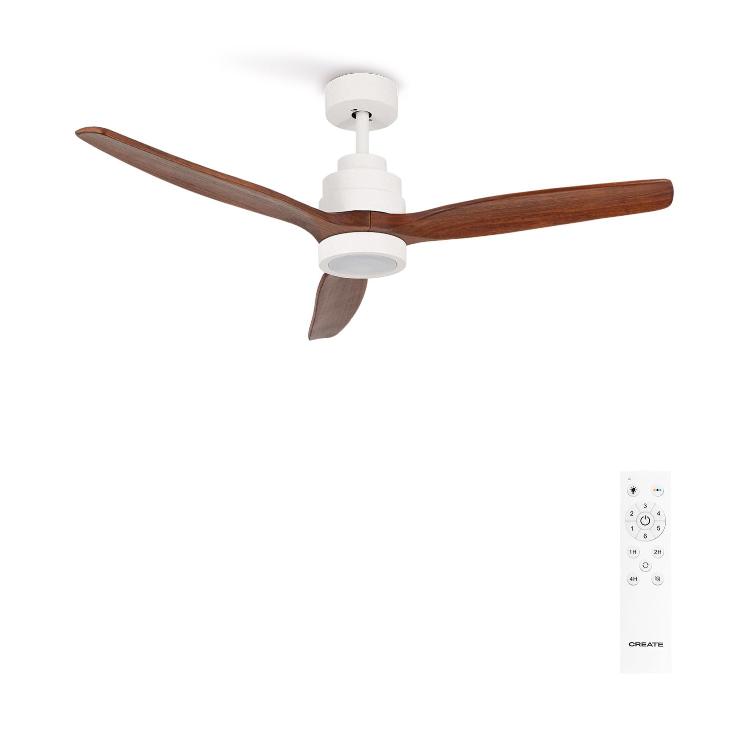 CREATE / WINDSTYLANCE DC/Ceiling fan with white light dark wood blades with control/40W, silent, Ø132 cm, 6 speeds, timer, summer-winter, double height, DC motor