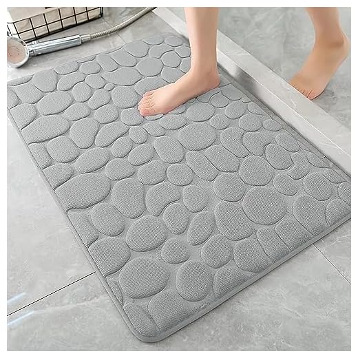 XABESTME® Alfombra Baño, Alfombrilla Baño Antideslizante y Absorbente Diseño de Piedra Microfibra Suave, Alfombra Ducha Lavable 40x60 cm Gris