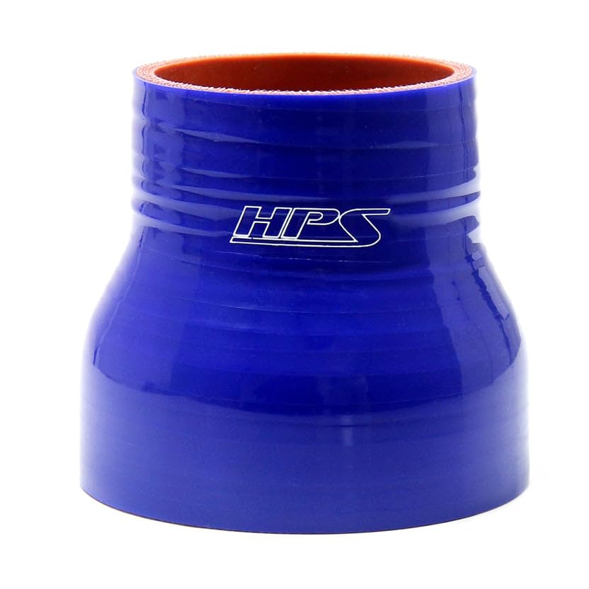 Image of HPS Performance 1.25-1.5 ID 3 Long High Temp 4-ply Reinforced Silicone Reducer Coupler Hose Blue (32mm - 38mm ID 76mm Length)
