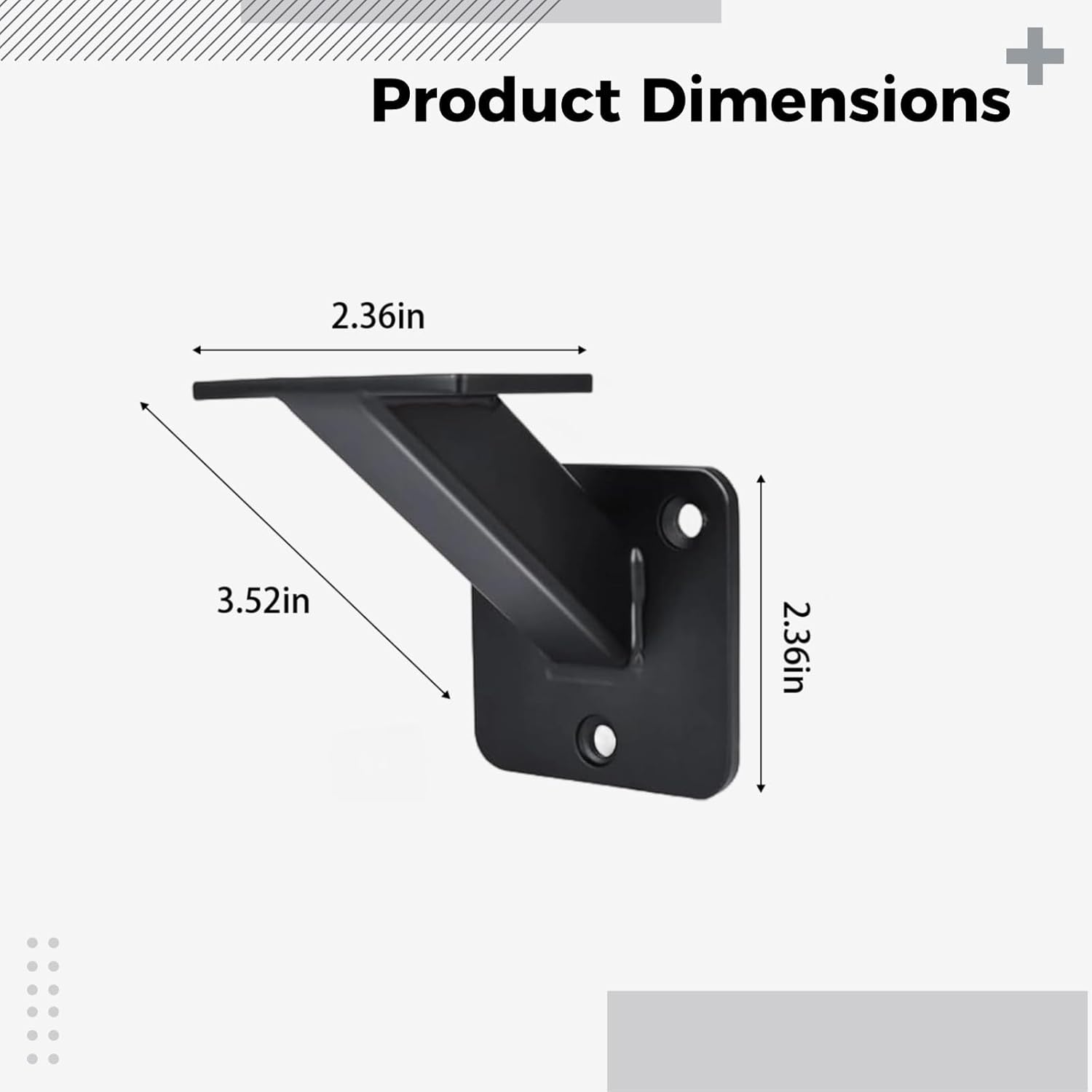 8 Pcs Black Heavy Duty Stair Handrail Brackets, Steel Brackets With Mounting Screws, 3 X 3 In / 7.6 X 7.6 Cm