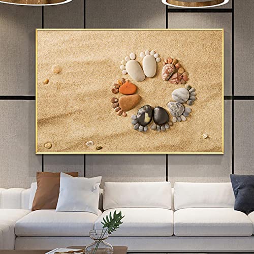 Toile affiche mur art pierre sur la plage 40x60cm pour habiller facilement un mur blanc vide