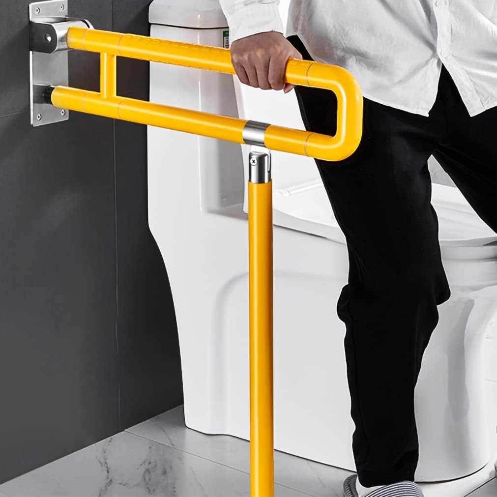 Asidero de soporte de pared Asidero de baño para asidero de soporte Asidero de baño plegable Asidero de soporte plegable Ayuda de seguridad de pie para personas mayores discapacitadas(Yellow,75cm)