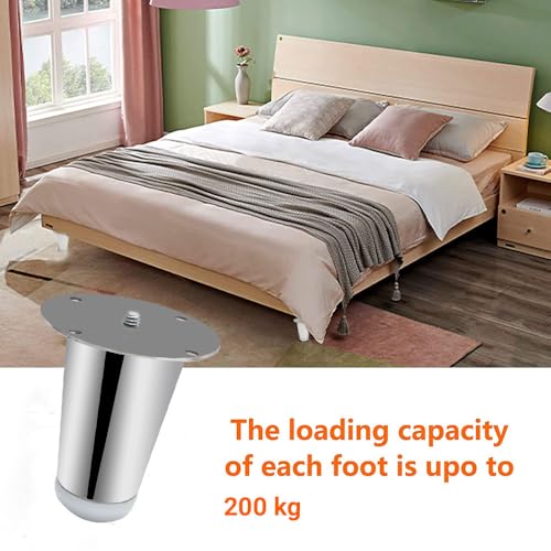 Image of VOLO Furniture Legs 3 inch, Heavy Duty Sofa Legs, Modern Style Furniture Legs, DIY Replacement SS Metal Legs for Table Cabinet Cupboard Sofa Couch Chair, (Set of 4 pcs)(A-67) (3 inch- 75 mm, Silver)
