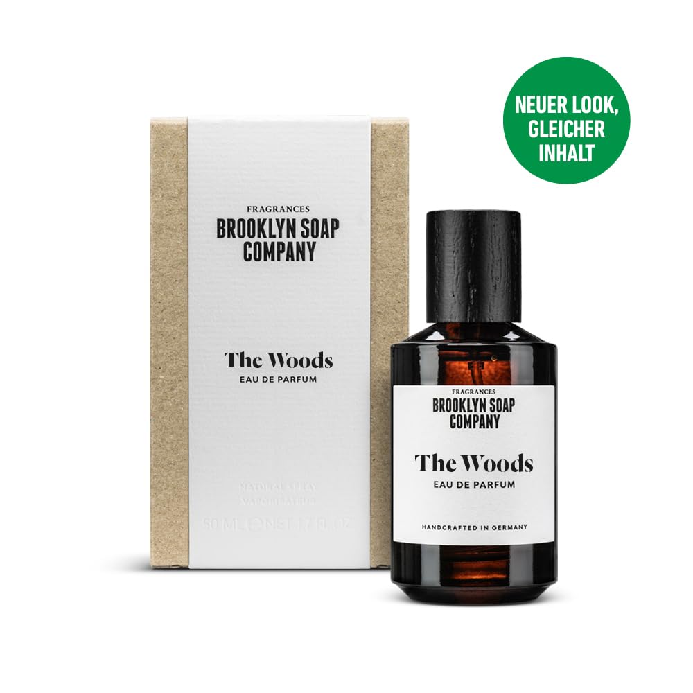The Woods (50ml) · Brooklyn Soap Company · Elegant-holziges Eau de Parfum für Männer · Mit Kaschmirholz, Bergamotte, Pfeffer & Muskat · Langanhaltender Herrenduft