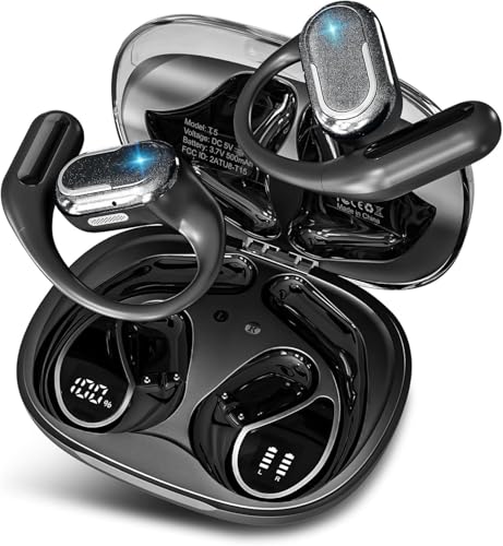 TRAUSI Open Ear Wireless Earbuds Bluetooth Headphones, 50Hrs Playtime Stereo Sound Earphones with IPX7 Waterproof Ear Buds for Fitness/Workouts/Travel