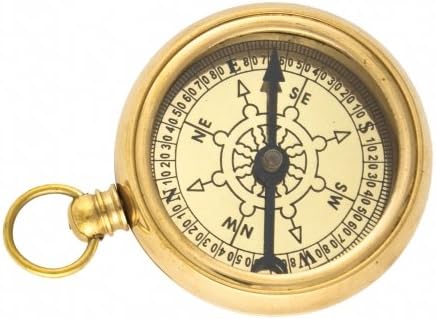 Solid Brass and Glass Pocket Watch Compass, Great Accent Piece