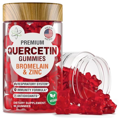 BioVit Quercetin Gummies 500MG - Activated Quercetin for Kids & Adults Immune System & Allergy - Chewable with Bromelain Zinc Vitamin C Vitamin D3 - Made in USA - 60 Vegan Gummy Bears