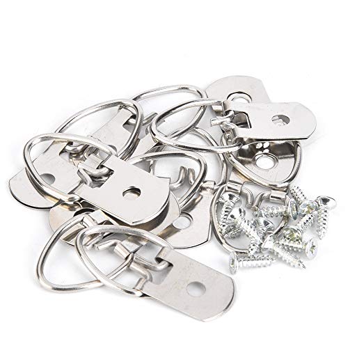 Image of 50 Sets Picture Hangers Kit with Screws, D Ring Picture Hangers Picture Frames Double Holes Clasp Picture Hanging Hardware Picture Hooks Picture Hang Solutions for Clock, Paintings (B)