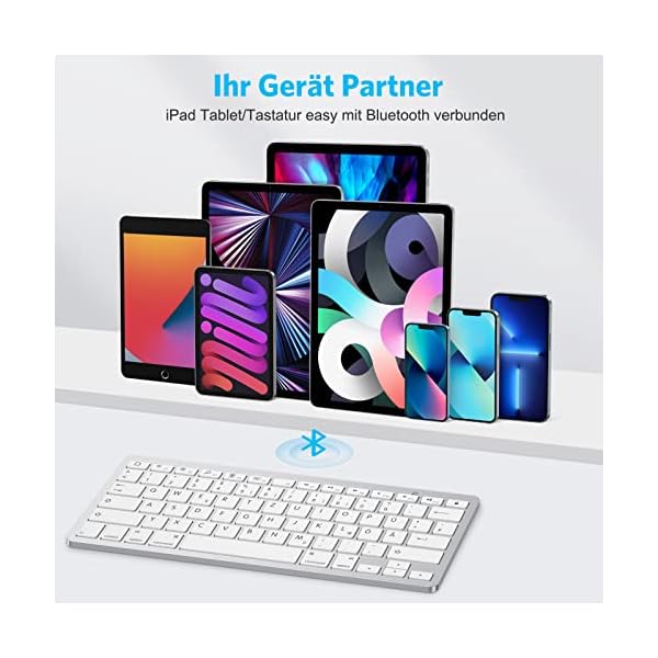 Emetok Deutsche Bluetooth Tastatur für iPad, Ultra-dünn QWERTZ Tastatur kompatible mit iPad 10,2/9,7,iPad Pro 11/iPad… – Bild 3
