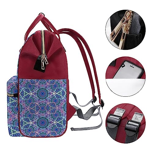 Traditional-Arabic-Geometric-Pattern-Diaper-Bag-Portable-Backpack-Mommy-Bag-Travel-Shoulder-Daypack-for-Outdoor-Working-Beach
