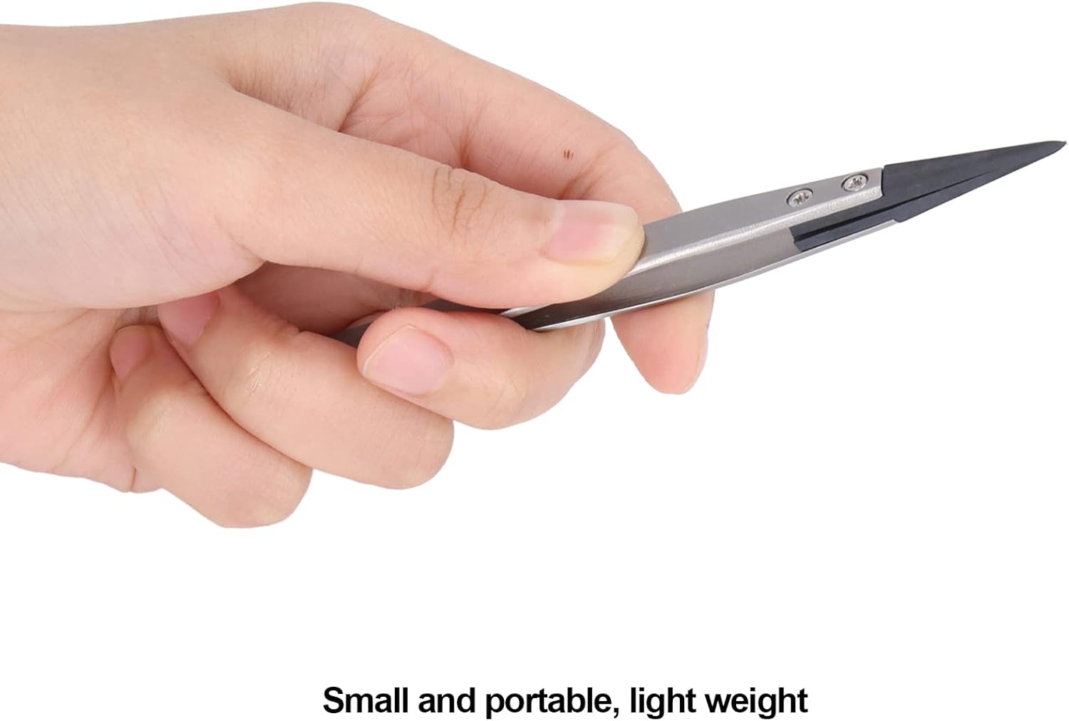 10 pcs Anti Static Tweezers, Pointed Tip Tweezers with Stainless Steel Body and Carbon Fiber Plastic Head, for Emiconductor Microelectronics