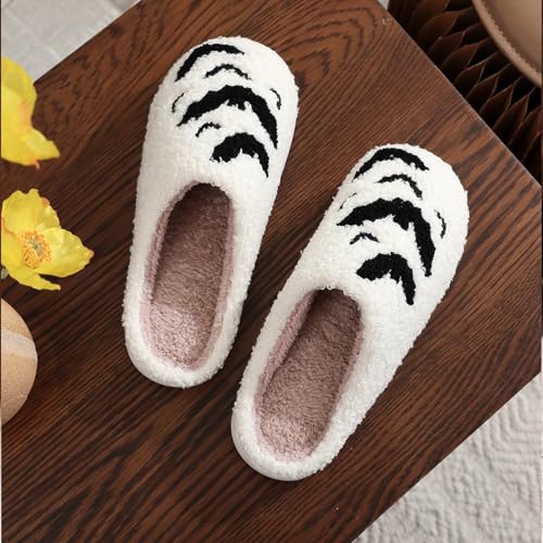 Image of Halloween Pumpkin Slippers for Womens Mens Plush Warm Spooky Lantern Pumpkin Slippers House Shoes