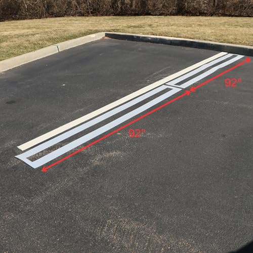 Durable Parking Lot Line Stencil – 4-Inch by 8 Ft or 9.5 Ft Lengths -in 1/16th inch LLDPE - ADA Compliant – Lays Flat, Reusable – (2 Piece Pack of 4 in x 8 ft Line Stencil Total 16 ft)