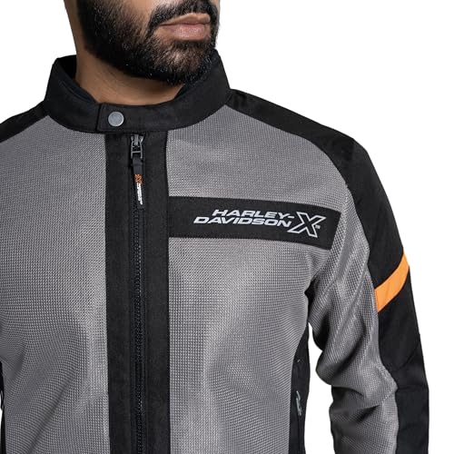 Image of HARLEY-DAVIDSON X UrbanX Edge Riding Jacket for Men | 100% Polyester with Breathable Mesh Lining | Protector Compartments for Elbow, Shoulder & Back | Comfortable & Stylish Motorcycle Jacket