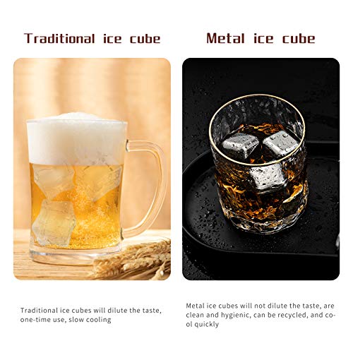Metalen ijsblokjes, ZoneYan roestvrij stalen ijsblokjes, Herbruikbare ijsblokjes staal, RVS Whisky Stones ijsblokjes… - Afbeelding 5