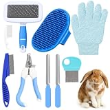 9 Stück Blau Kaninchen Bürste Pflegeset für Hasen Welpen Kätzchen
