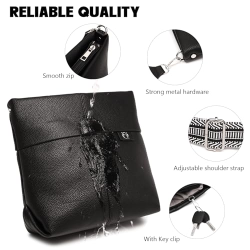 Myhozee Umhängetasche Damen Mittelgroß Handtasche - Klein Crossbody Bag PU Leder mit 2 Gurt, Schultertasche Tasche Damenhandtasche Uni mit Breitem Gurt für Frauen Damen
