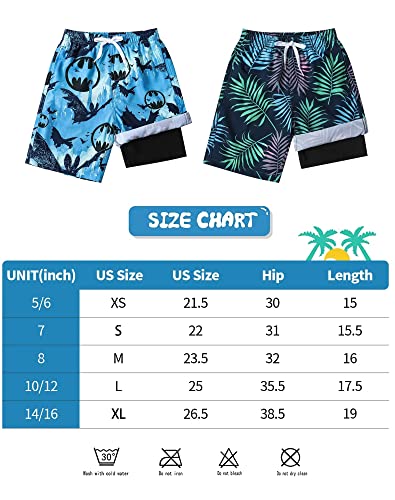 Rolimaka 2 Pack Boys Swim Trunks With Boxer Brief Liner Quick Dry Bathing Suit Compression Swimwear 2Pack Seta 14/16 #TOP6