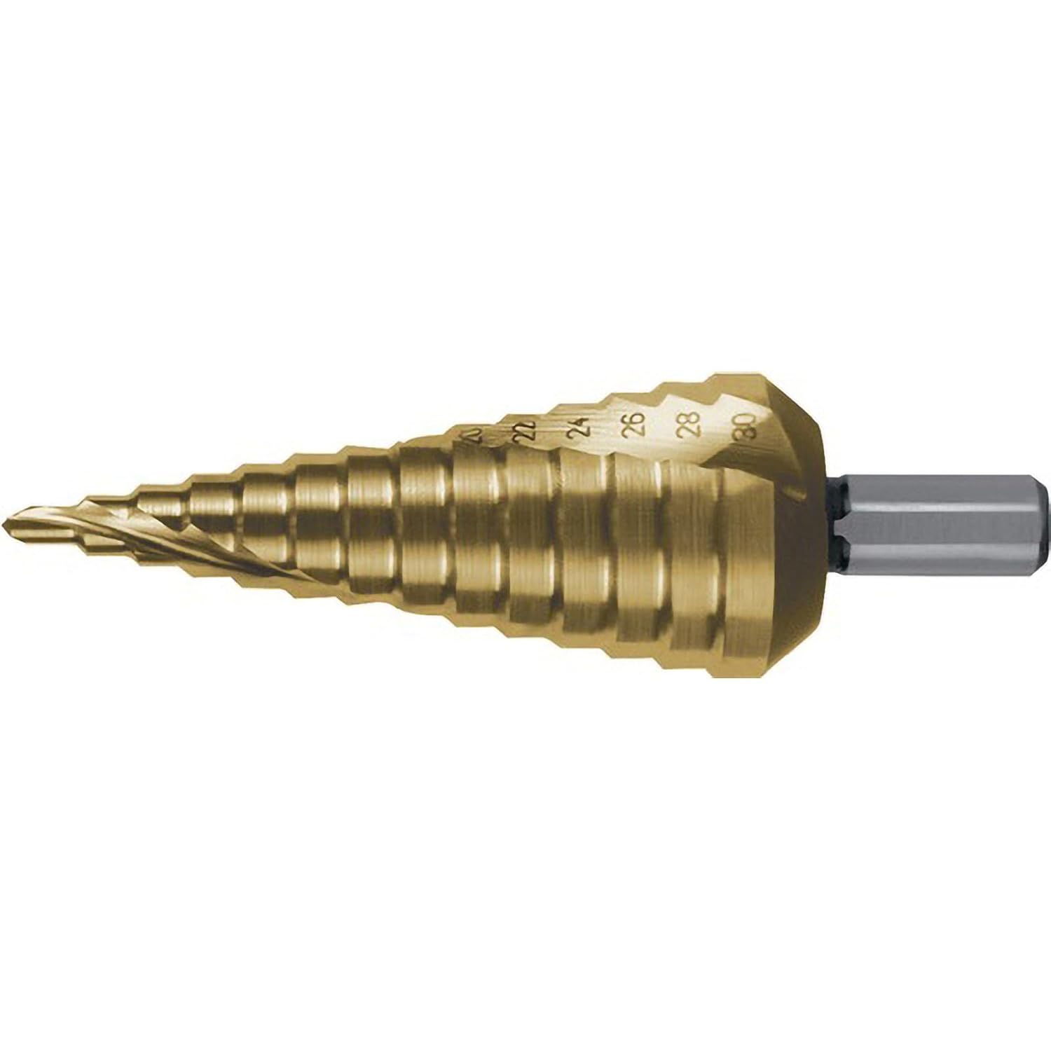 RUKO 101052T HSS Spiral Fluted Step Drill with Split Point, Size 02, 30mm Diameter, 100mm Length