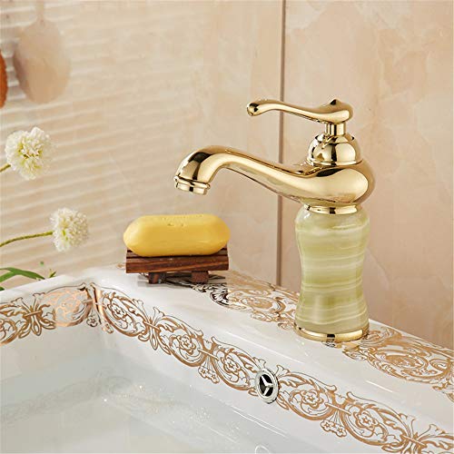 Robinet d'évier en cuivre véritable et jade pour intérieur chic