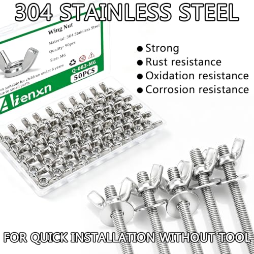 Image of 50PCS M6 Wing Nuts 304 Stainless Steel